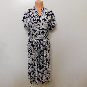𝅺JR155 Ivy Street Juniors Floral Midi Short Sleeve Dress Size Medium Petite